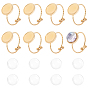 8Pcs 304 Stainless Steel Open Cuff Ring Component, Ring Settings, Flat Round, 8Pcs Transparent Glass Cabochons