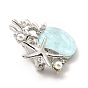 Acrylic Shell & Starfish Lapel Pin with Rhinestone, Platinum Alloy Brooch with ABS Pearl Beaded for Backpack Clothes, Cadmium Free & Lead Free