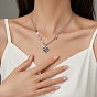 Stainless Steel Enamel Heart Pendant Necklaces for Women, Black