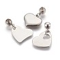 304 Stainless Steel European Dangle Charms Sets, Large Hole Beads, Heart