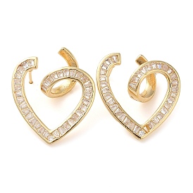 Brass Micro Pave Cubic Zirconia Stud Earring, Heart Earring for Women, Long-Lasting Plated