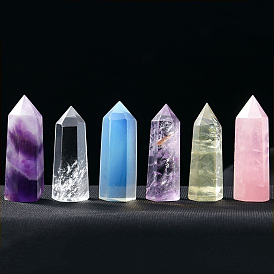 Tower Gemstone Display Decoration, Healing Stone Wands, for Reiki Chakra Meditation Therapy Decoration, Hexagon Prism