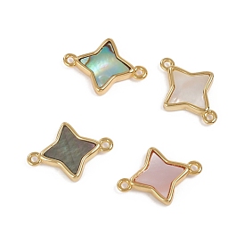 Natural Shell Links Connectors, with Golden Plated Brass Findings, Long-Lasting Plated, Star