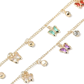 Цепи ручной работы из латуни и стекла, для ожерелья браслеты решений, долговечный, пайки, с катушкой, бабочка