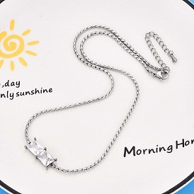 304 ожерелья из прямоугольной цепочки из нержавеющей стали с кристаллами и стразами, не тускнеет