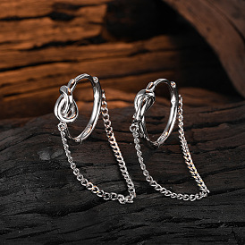 925 Silver Knot Ear Buckle Earrings - Chain Design, Trendy, All-match