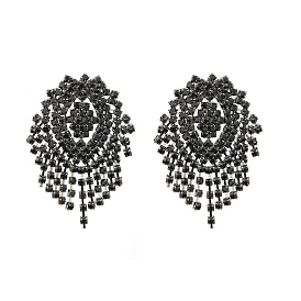 Pendientes de borla de cadena de copa de diamantes de imitación de aleación, aretes, Platino