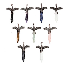 Крупные подвески с ограненными заостренными камнями в форме пули, подвески в виде ангельских крыльев из сплава, Красная медь