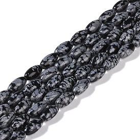 Natural Snowflake Obsidian Beads Strands, Oval