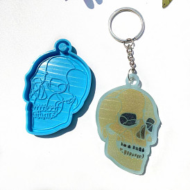 Halloween Theme DIY Skull Head Silicone Pendant Molds, Resin Casting Molds, For UV Resin, Epoxy Resin Craft Making