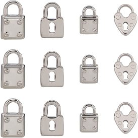 20pcs 4styles 304 pendentifs en acier inoxydable, cadenas
