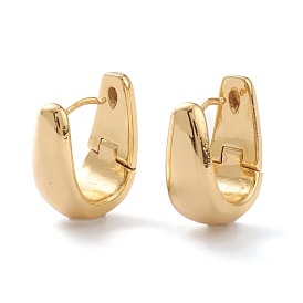 Brass Huggie Hoop Earrings, with Steel Pin, Long-Lasting Plated, U Shape