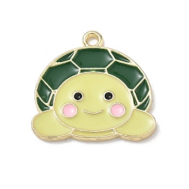 Alloy Enamel Pendants, Tortoise Charms, Golden