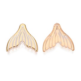 Прозрачные бусины из абс-пластика, рыбий хвост, золотой металл обвитыми, с половиным покрытием