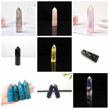 Point Tower Natural & Synthetic Gemstonez Home Display Decoration, Healing Stone Wands, for Reiki Chakra Meditation Therapy Decos, Hexagon Prism