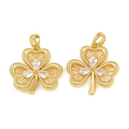 Латунные микропаве прозрачные подвески с фианитом, клевер амулеты