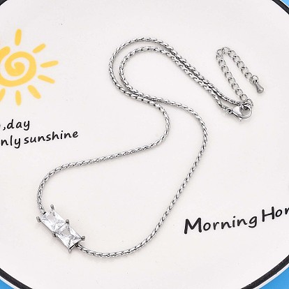 304 ожерелья из прямоугольной цепочки из нержавеющей стали с кристаллами и стразами, не тускнеет