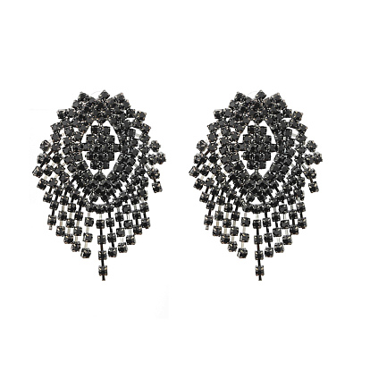 Pendientes de borla de cadena de copa de diamantes de imitación de aleación, aretes, Platino