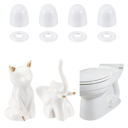 Круглые пластиковые накладные заглушки для болтов унитаза с дополнительными шайбами и керамическими декоративными элементами., ванные принадлежности, цветочный белый