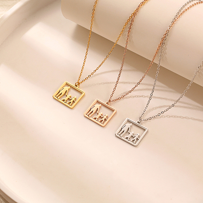 День матери 304 Женские ожерелья с подвесками в виде семейного силуэта из нержавеющей стали