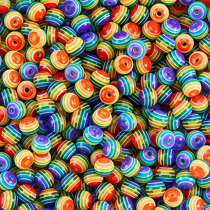 500 прозрачные полимерные бусины в полоску, круглые