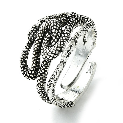 Snake Alloy Open Cuff Rings, Lead Free & Cadmium Free
