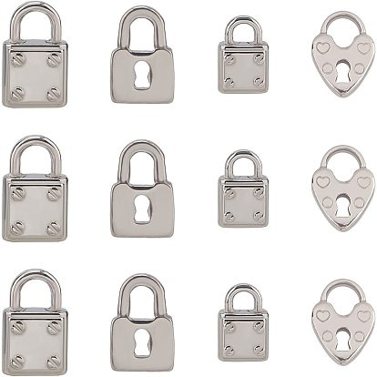 20pcs 4styles 304 pendentifs en acier inoxydable, cadenas