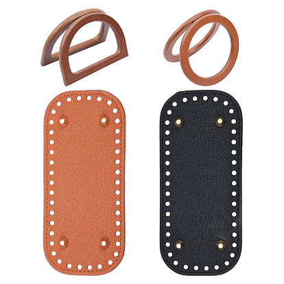 6 шт. ПУ кожа вязание крючком сумки гвоздь нижняя формирователь подушечка, с деревянной ручкой для кошелька, для аксессуаров для замены сумок