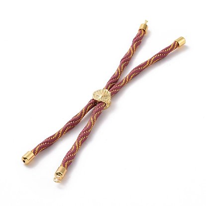 Nylon Cord Silder Bracelets, for Connector Charm Bracelet Making, with Rack Plating Golden Brass Findings, Long-Lasting Plated, Cadmium Free & Lead Free