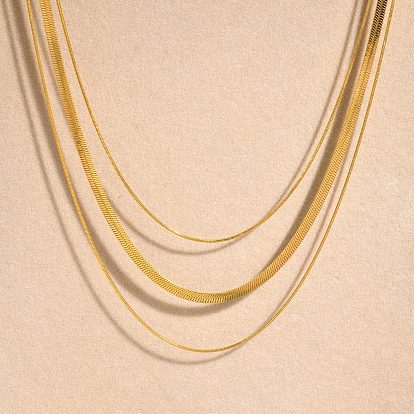 Нержавеющая сталь 3 многослойные ожерелья, елочка цепи