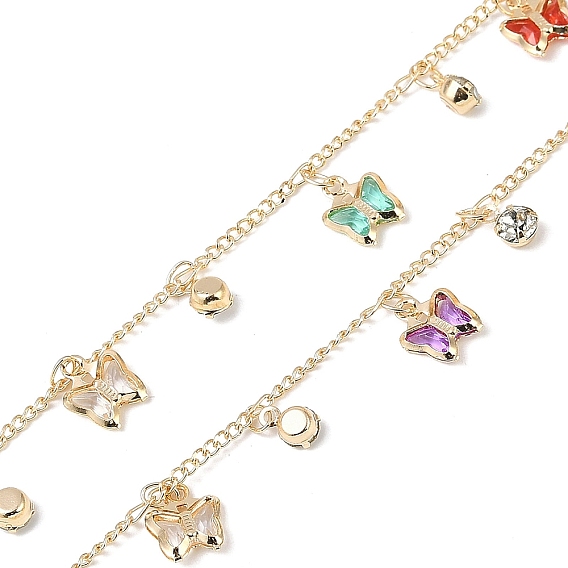 Цепи ручной работы из латуни и стекла, для ожерелья браслеты решений, долговечный, пайки, с катушкой, бабочка