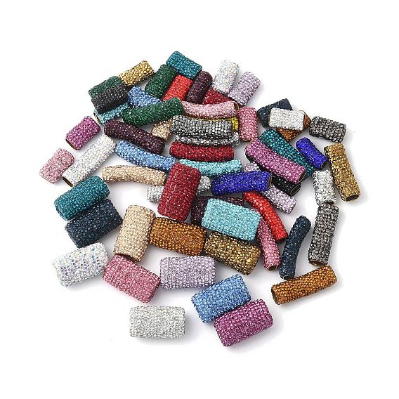 Латунные бусины из стразов и глины, прямоугольные