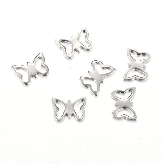 Оригинальный цвет 304 из нержавеющей стали бабочка прелести, 7x10x1 мм