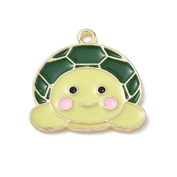 Alloy Enamel Pendants, Tortoise Charms, Golden