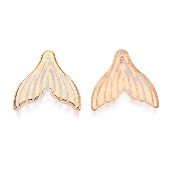 Прозрачные бусины из абс-пластика, рыбий хвост, золотой металл обвитыми, с половиным покрытием