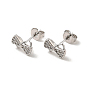 Clear Cubic Zirconia Bowknot Stud Earrings, Rack Plating Brass Jewelry for Women, Cadmium Free & Lead Free