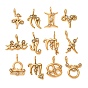 304 Stainless Steel with Crystal Rhinestone Charms, Twelve Constellations Charms, Polished, Ion Plating(IP), Golden