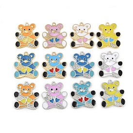 Подвески из эмали и сплава, со стразами, медведь очарование