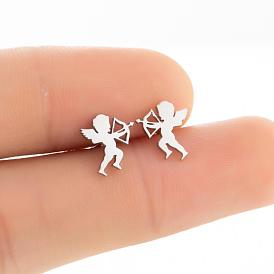 Minimalist Angel Earrings with Cupid's Arrow for Women in Stainless Steel