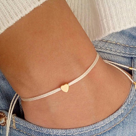 Bracelet coeur en corde doux et simple - bijoux mignons et minimalistes