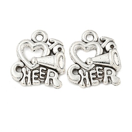 Tibetan Style Alloy Message Charms, Heart with Words To Cheer, Cadmium Free & Lead Free, 17.7x15.6x3mm, Hole: 2mm, about 263pcs/500g