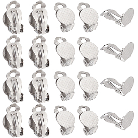 80шт. 304 фурнитура для сережек-клипс из нержавеющей стали, плоские круглые серьги