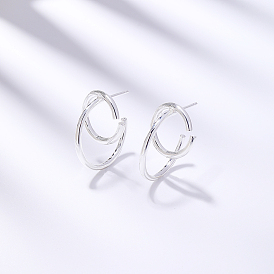 Pendientes minimalistas de plata para mujer, Regalo perfecto para una cita de vacaciones.