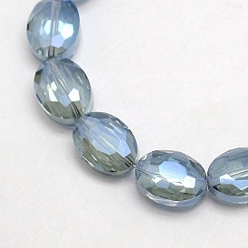 Galvanoplastie facettes perles ovales en verre de cristal brins, couleur arc-en-plaqué, 12x9x5mm, Trou: 1mm, Environ 60 pcs/chapelet, 28.3 pouce