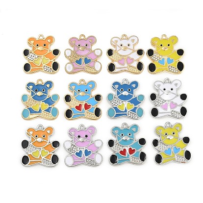 Подвески из эмали и сплава, со стразами, медведь очарование