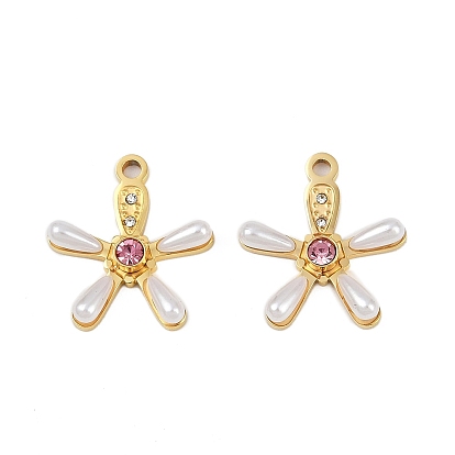 304 из нержавеющей стали горный хрусталь подвески, с пластмассовой жемчужиной abs, ионное покрытие (ip), 