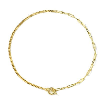 Латунные ожерелья-цепочки с панцирными скрепками и застежками-тогглами