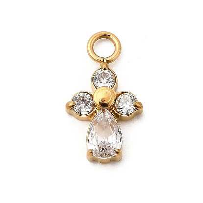 304 микро нержавеющей стали прокладывать Цирконом подвески, крест прелести, ионное покрытие (ip), ручная полировка