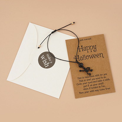 Dark Skull Halloween Accessories Set: Pendant, Card, Bracelet - Black Electroplated Gothic Style