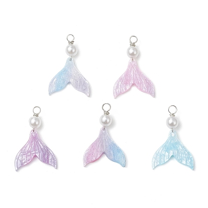 Подвески из смоляной рыбы-русалки, с имитацией жемчуга из АБС-пластика и медной проволокой